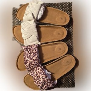 2 pairs Women’s Platform Sandals Summer Bow Tie Flats Rome Casual Basic Slipper